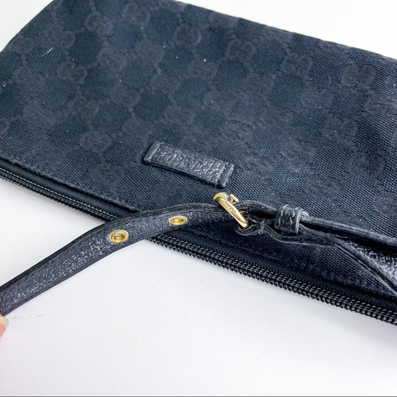 Authentic Gucci Black Canvas Monogram Pouchette Small Bag - Picture 8 of 9
